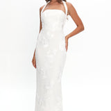 Serenya Halterneck Embellished Maxi Dress White