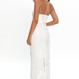 Serenya Halterneck Embellished Maxi Dress White