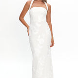 Serenya Halterneck Embellished Maxi Dress White