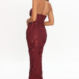 Serenya Halterneck Embellished Maxi Dress Wine