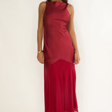 Veyla Shoulder Sash Maxi Dress Wine