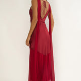 Veyla Shoulder Sash Maxi Dress Wine