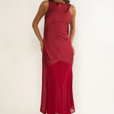 Veyla Shoulder Sash Maxi Dress Wine