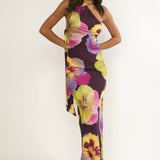 Ilyse Open Cowl Back Maxi Dress Pansies Plum