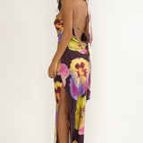 Ilyse Open Cowl Back Maxi Dress Pansies Plum