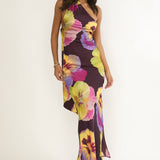 Ilyse Open Cowl Back Maxi Dress Pansies Plum
