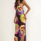 Ilyse Open Cowl Back Maxi Dress Pansies Plum