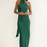 Rionna Open Cowl Back Maxi Dress Forest Green