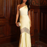 Avielle Lace Trim One-Shoulder Maxi Dress Butter