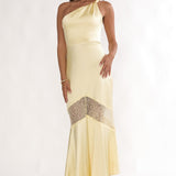 Avielle Lace Trim One-Shoulder Maxi Dress Butter