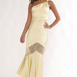 Avielle Lace Trim One-Shoulder Maxi Dress Butter