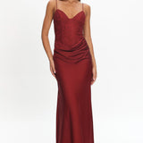 Faelis Draped Waist Maxi Dress Wine