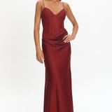 Faelis Draped Waist Maxi Dress Wine