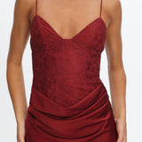 Faelis Draped Waist Maxi Dress Wine