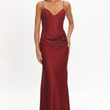 Faelis Draped Waist Maxi Dress Wine