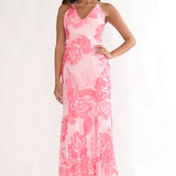 Meloria Low Back Maxi Dress Floral Pink