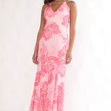 Meloria Low Back Maxi Dress Floral Pink