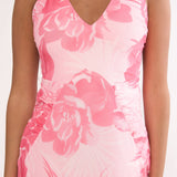 Meloria Low Back Maxi Dress Floral Pink