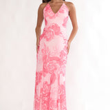 Meloria Low Back Maxi Dress Floral Pink