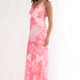 Meloria Low Back Maxi Dress Floral Pink