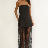 Talina Strapless Two-Piece Lace Skort Set Black