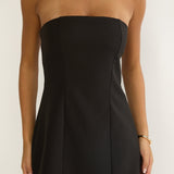 Talina Strapless Two-Piece Lace Skort Set Black