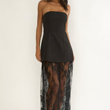 Talina Strapless Two-Piece Lace Skort Set Black