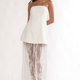 Talina Strapless Two-Piece Lace Skort Set White