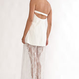 Talina Strapless Two-Piece Lace Skort Set White