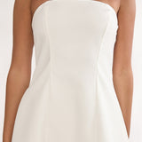 Talina Strapless Two-Piece Lace Skort Set White