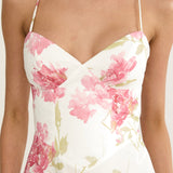 Charlisa Strappy Back Ruffle Maxi Dress Flowers White