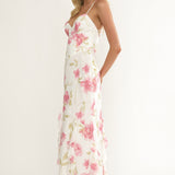 Charlisa Strappy Back Ruffle Maxi Dress Flowers White