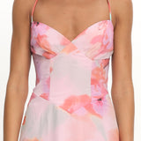 Charlisa Strappy Back Ruffle Maxi Dress Flowers Pink