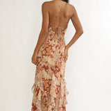 Charlisa Strappy Back Ruffle Maxi Dress Floral Yellow