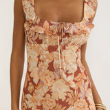 Dorise Tied Back Ruffle Maxi Dress Floral Yellow