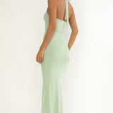 Yavira Twist Bodice Mesh Maxi Dress Sage