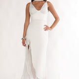 Chantrelle Twist Back Split Maxi Dress Silver