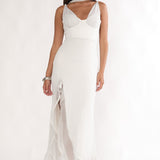 Chantrelle Twist Back Split Maxi Dress Silver