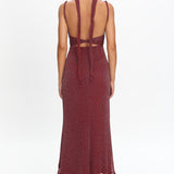 Chantrelle Twist Back Split Maxi Dress Wine