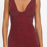Chantrelle Twist Back Split Maxi Dress Wine