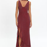 Chantrelle Twist Back Split Maxi Dress Wine