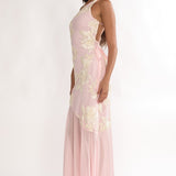 Mireya One-Shoulder Sheer Hem Maxi Dress Pink