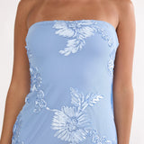 Vivia Strapless Embellished Maxi Dress Blue