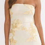 Vivia Strapless Embellished Maxi Dress Yellow