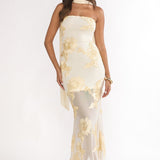 Vivia Strapless Embellished Maxi Dress Yellow