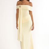 Evanthe Off-Shoulder Sash Maxi Dress Lemon
