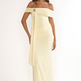 Evanthe Off-Shoulder Sash Maxi Dress Lemon