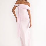 Evanthe Off-Shoulder Sash Maxi Dress Blush