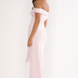 Evanthe Off-Shoulder Sash Maxi Dress Blush