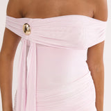 Evanthe Off-Shoulder Sash Maxi Dress Blush